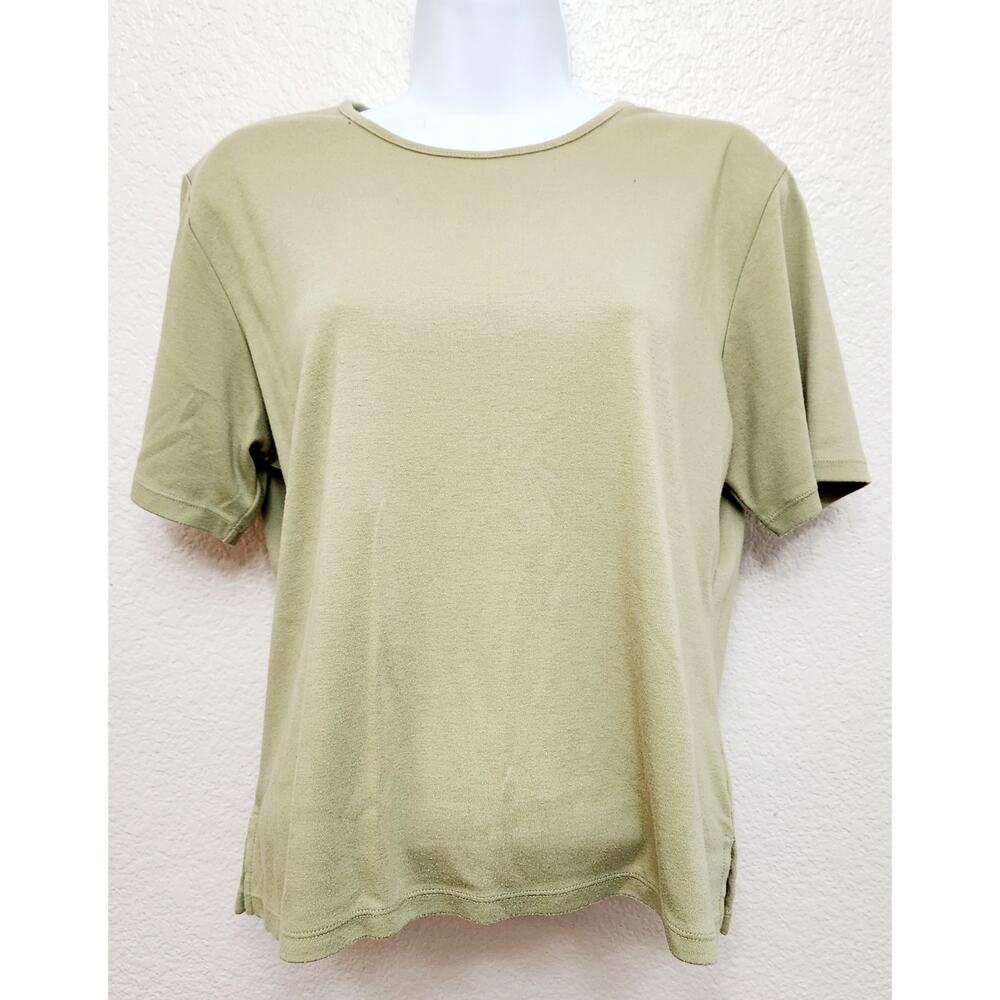 Draper's & Damon's Green Round Neck Short Sleeve Top PM Lightweight Soft Stretch